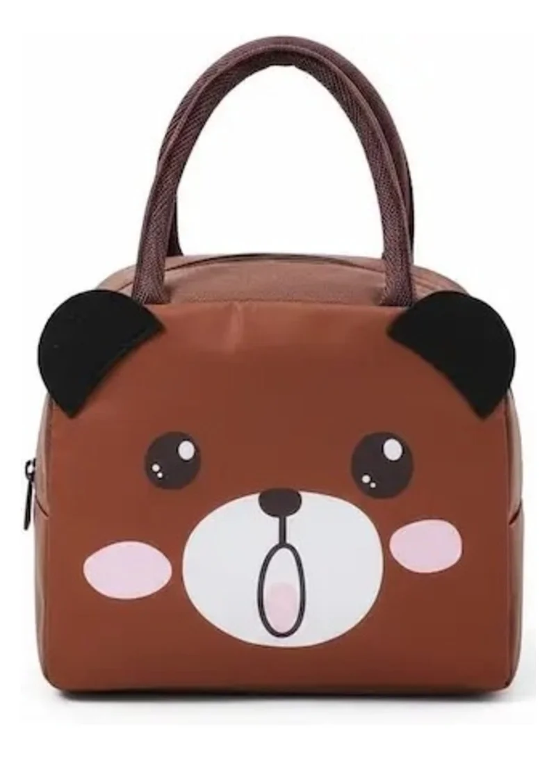 موبكوس حقيبة غداء معزولة كبيرة السعة من موبكوس بتصميم ابتسامة الباندا، لون بني | حقيبة طعام مقاومة للماء والبقع مع خاصية الحفاظ على درجة الحرارة | حقيبة غداء متينة من البوليستر للمكتب والمدرسة